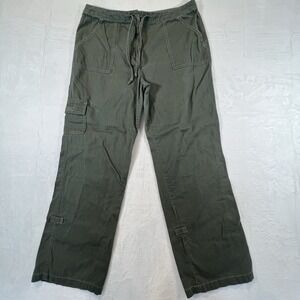 Eddie Bauer Cargo Pants Olive Green Womens Size 12 Casual Drawstring Soft Pocket